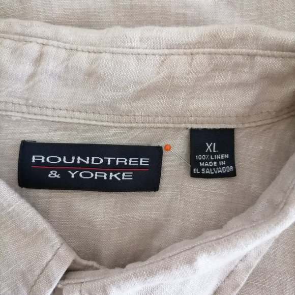 Roundtree & York Mens Beige Short Sleeve Button Up Shirt Size XL - Picture 5 of 6